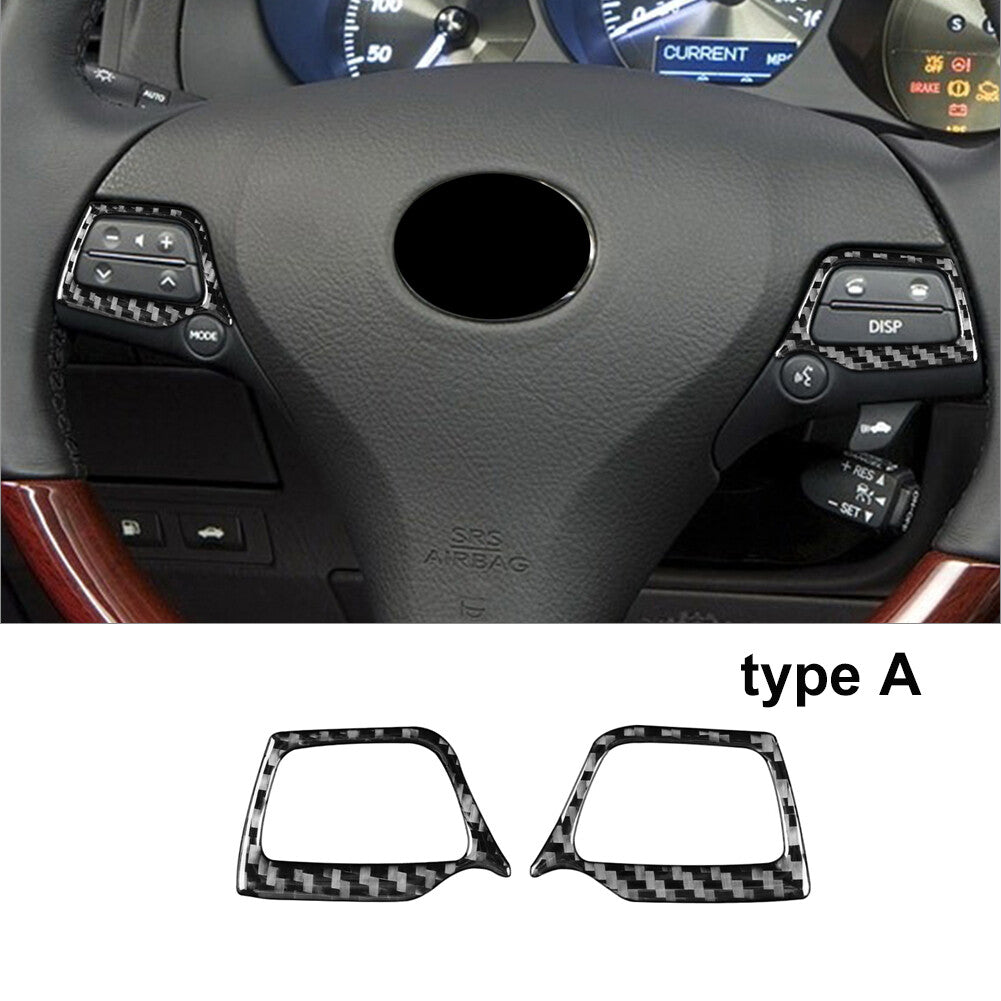 2X Carbon Fiber Steering Wheel Button Cover Trim for Lexus GS350/450h 2006-2011