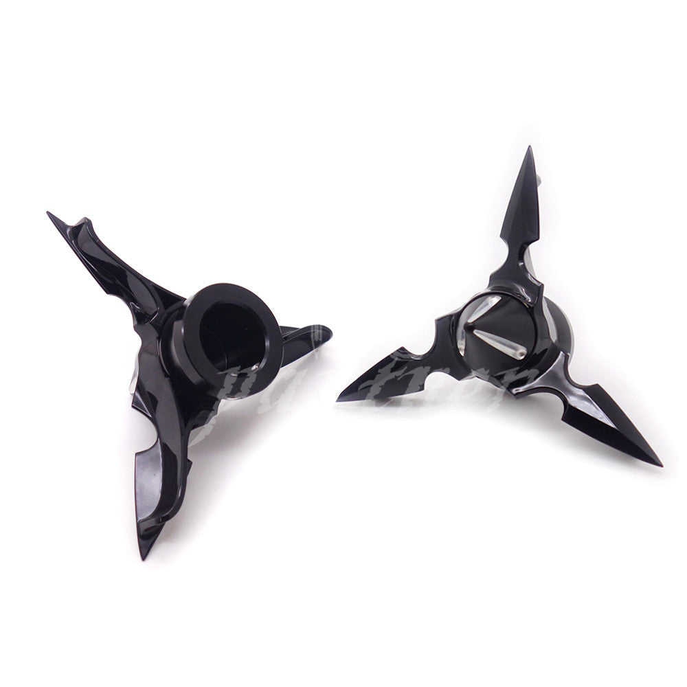 Black Spun Blade Spinning Front Axle Cap Nut Cover for Harley Dyna Touring XL XG Q