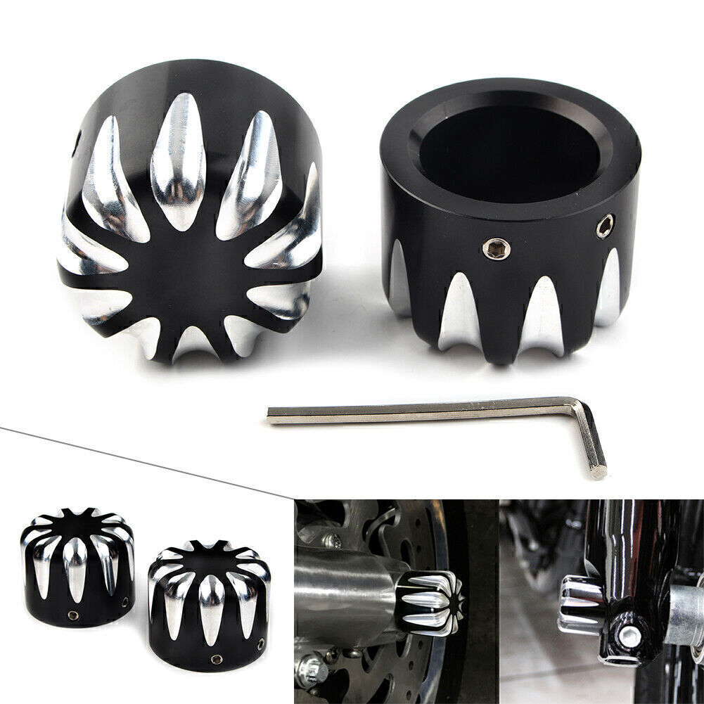 Black Front Axle Cap Nut Cover Fit for Harley Electra Glide Sportster Q