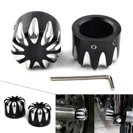 Black Front Axle Cap Nut Cover Fit for Harley Electra Glide Sportster Q
