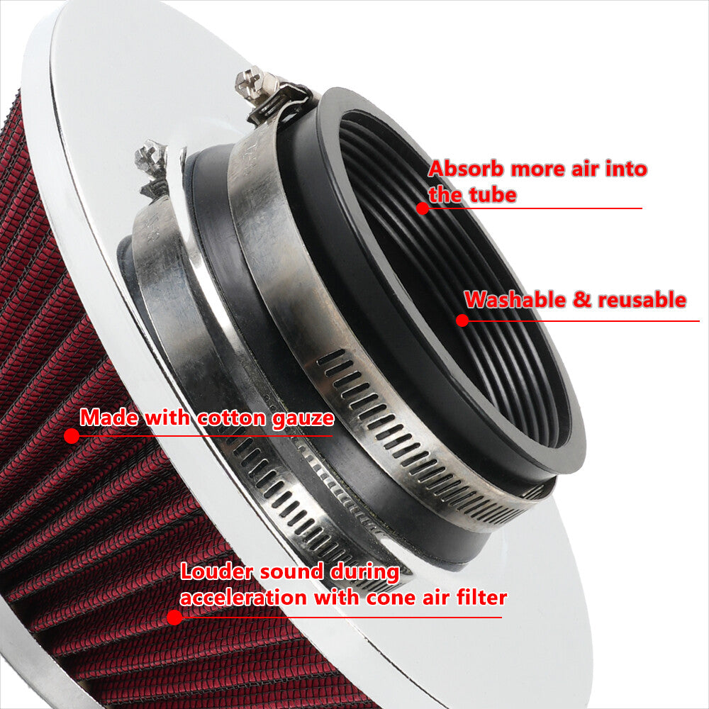 3 76mm High Flow Dry Red Air Filter Cold Air Intake Air Filter Mushroom Head Q