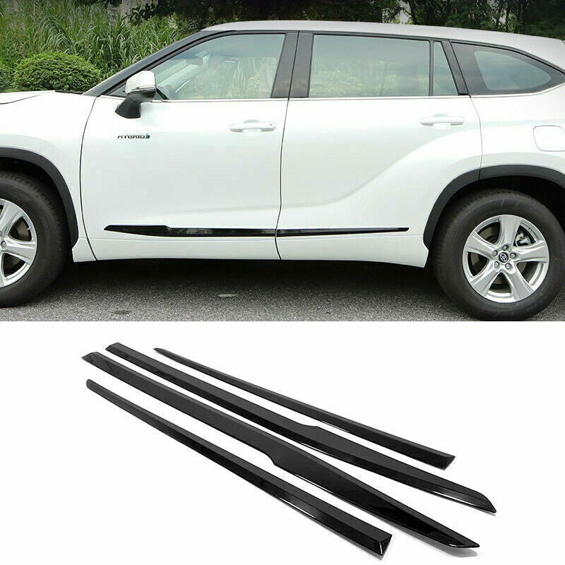 for Toyota Highlander 2020-2023 ABS Bright Black Side Door Body Skirt Moldings