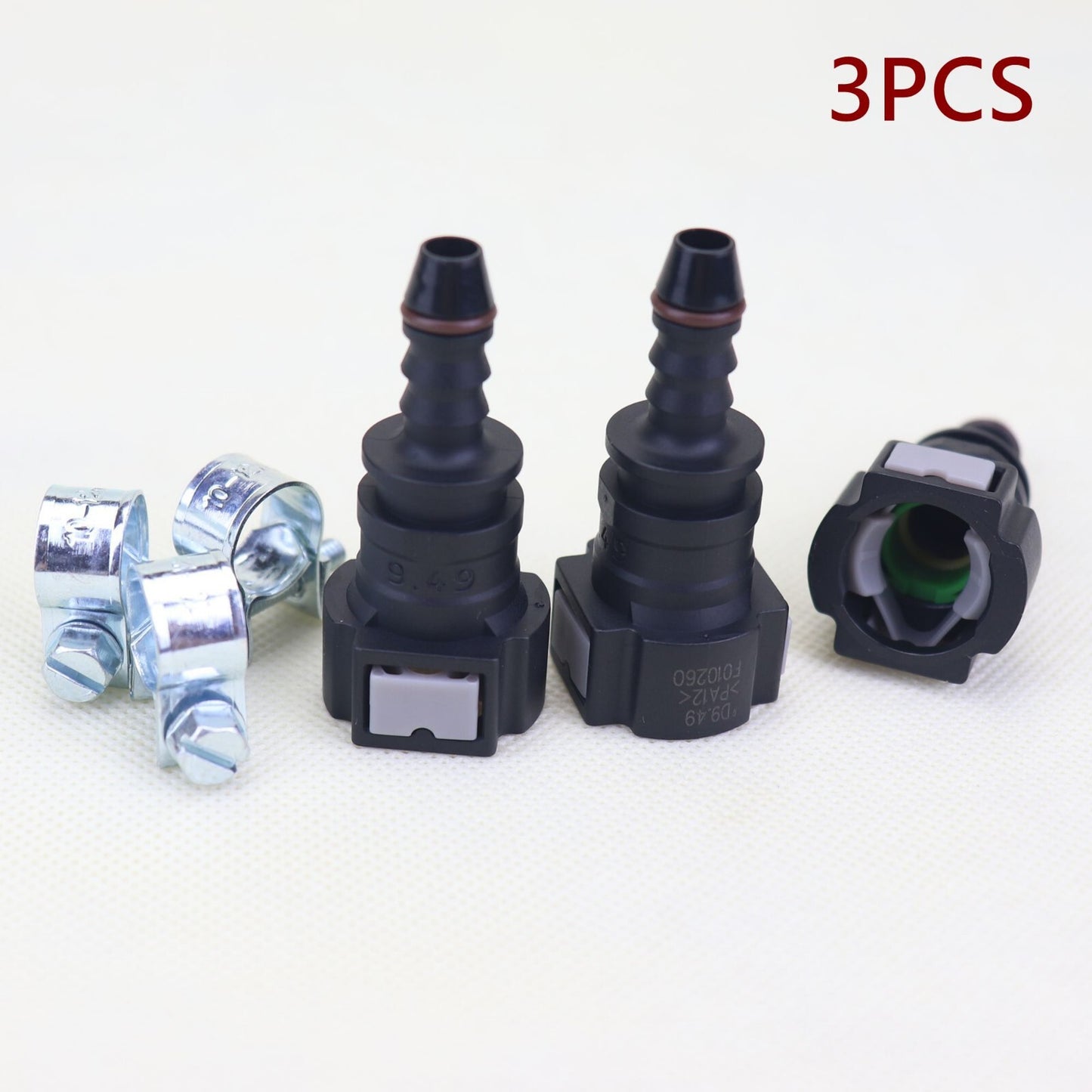 3-Piece Pack of 9.49mm SAE 1/4-inch Nylon Fuel Line Quick Connectors for Releasing and Disconnecting Hose