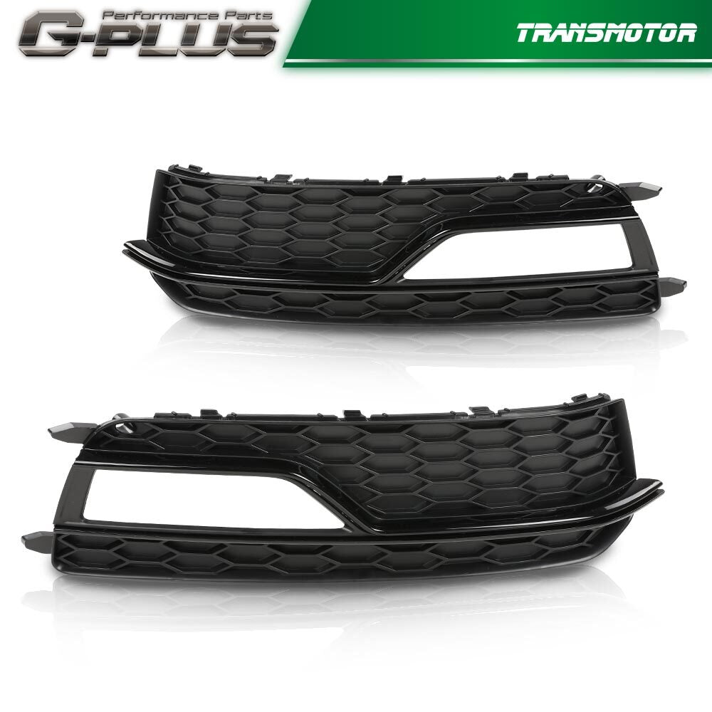 Suitable for 13-16 for Audi A5 S S5 front bumper fog lamp grille cover decoration black - v