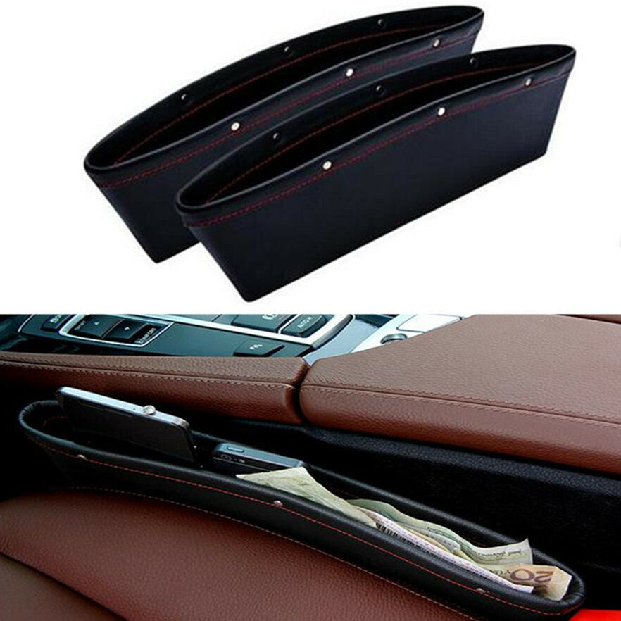 Car for Seat Slit Bag Pocket Storage Catcher Box Leakproof Holder Organizer Black PU