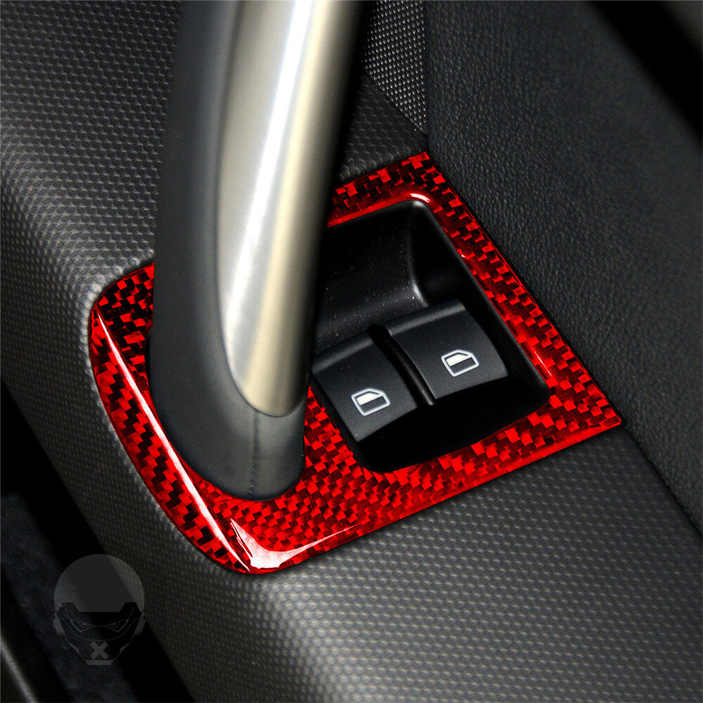 for Audi TT 8n 8J MK123 2008-2014 RHD Window Lift Switch Button Cover Red Carbon