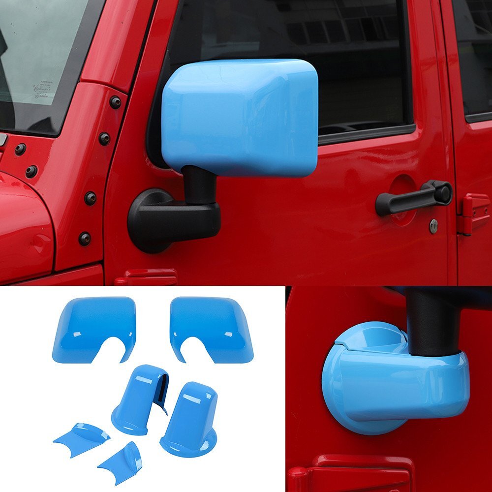 for Jeep for Wrangler JK 2007-2017 Side Rearview Mirror  Base Cover ABS Light Blue