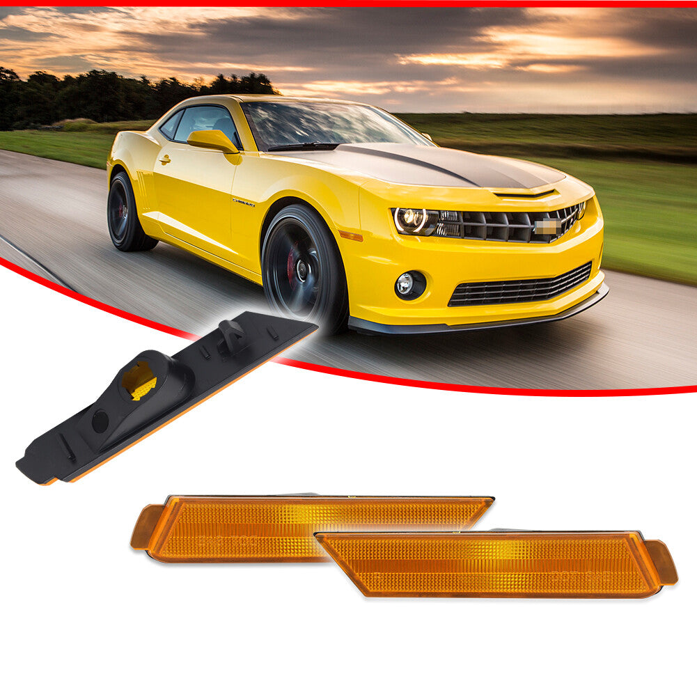 For 2010 - 2015 for Camaro Front Bumper Side Marker Light Reflector Amber Lens - v