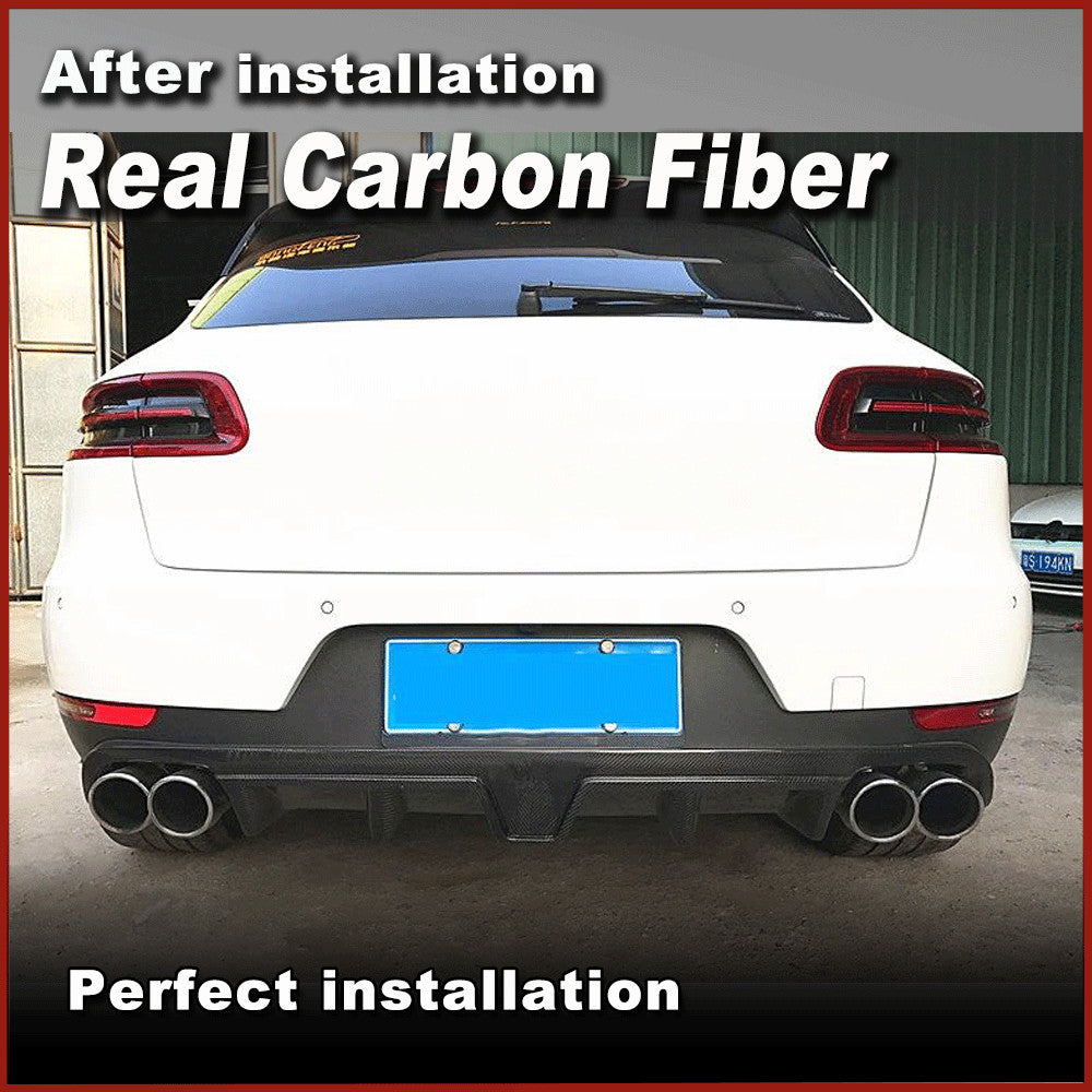 Fit for Porsche Macan 2014-20 REAL Carbon Fiber Rear Bumper Diffuser Lip Spoiler