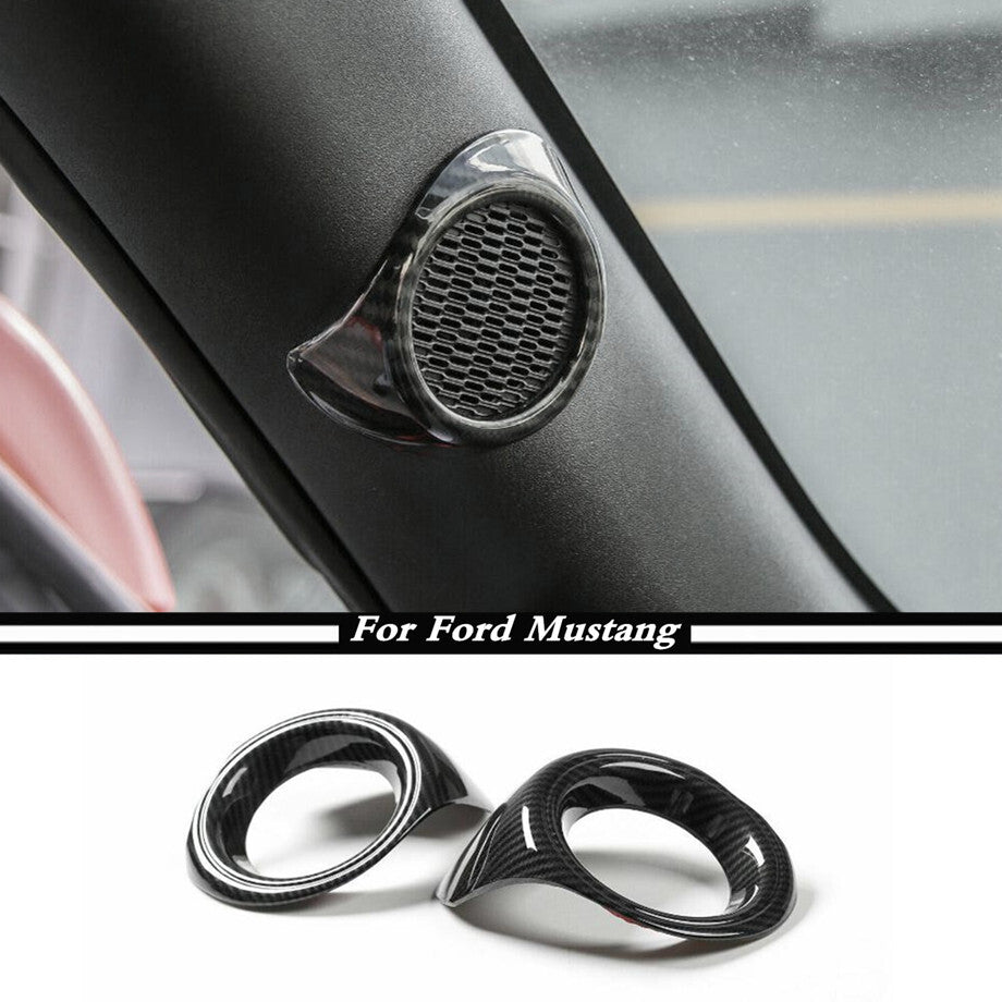For 2015-2022 for Mustang ABS Carbon Fiber A-Pillar Speaker Cover Trim Decor 2P v