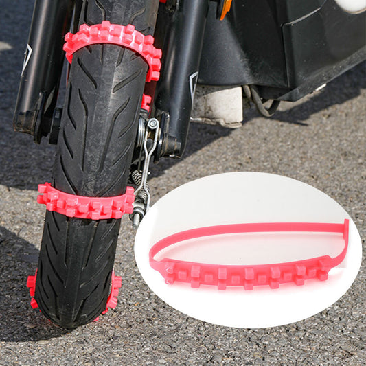 20-Piece Set of Motorcycle and Scooter Wheels, Tires, Snow Chains, Winter Road Safety - Red n