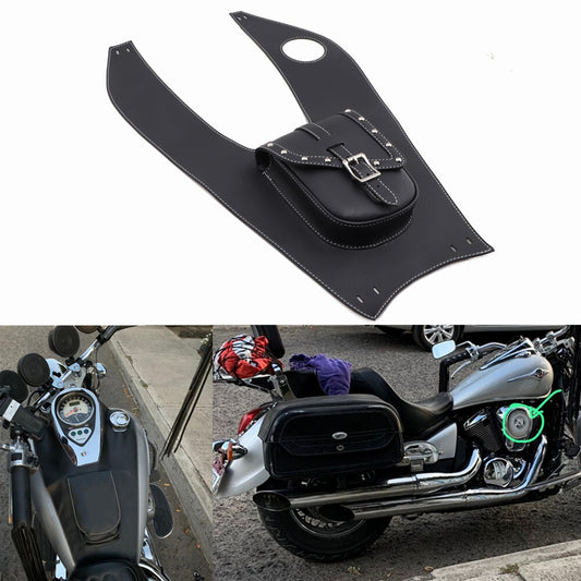 Black PU Leather Tank Cap Panel Cover Bag for Kawasaki Vulcan VN500 800 900 1500 Q