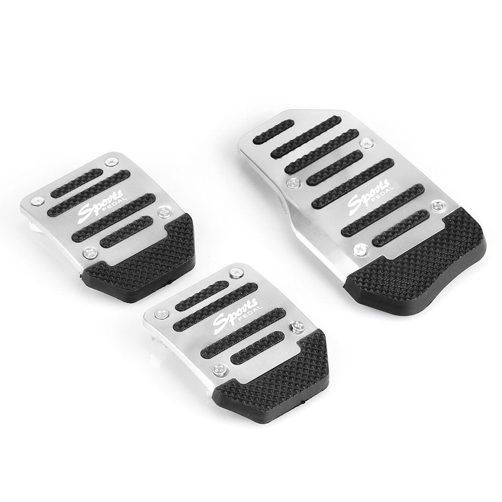 Silver 3X Vehicle Accelerator Brake Foot Pedal Cover Pad Car Auto Transmissio Q