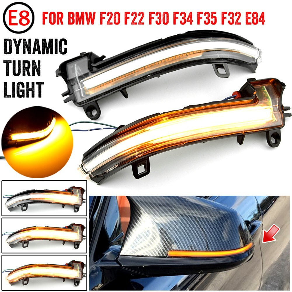 2pcs LED Dynamic Side Mirror Turn Signal Light Assembly White for BMW F20 F30