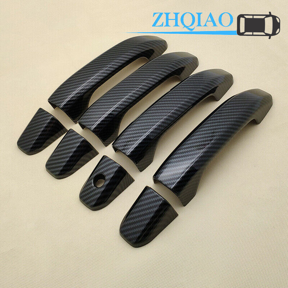 Carbon Fiber Style Door Handle Cover Trim Fits for Chevy Silverado 1500 2014-2019