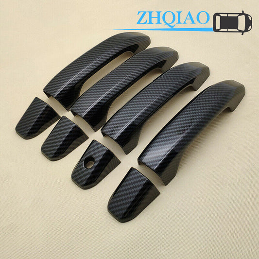 Carbon Fiber Style Door Handle Cover Trim Fits for Chevy Silverado 1500 2014-2019