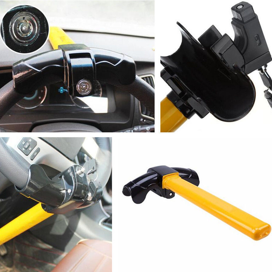 Car Steering Wheel Lock Anti-Theft Security Keys T Style Steel Devices