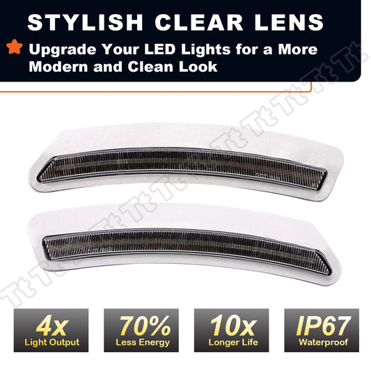Front Amber LED Side Marker Lights Clear Lens for 2018 - 2022 for Lexus LC500h 2x- v