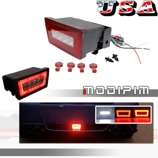 Suitable for 2011-2020 WRX STI Crosstrek red lens LED rear bumper F1 3rd brake light- v