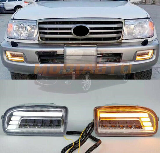 for Land Cruiser LC100 1998-07 DRL LED daytime running lights Fog lights n