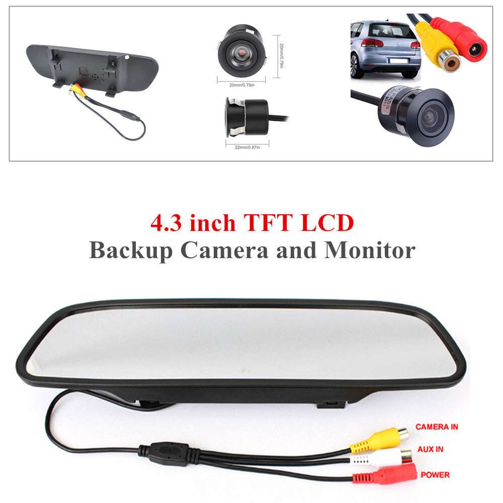 4.3 1080P 170¡ã Rearview Mirror Car Mirror Monitor Backup Camera System Kit v