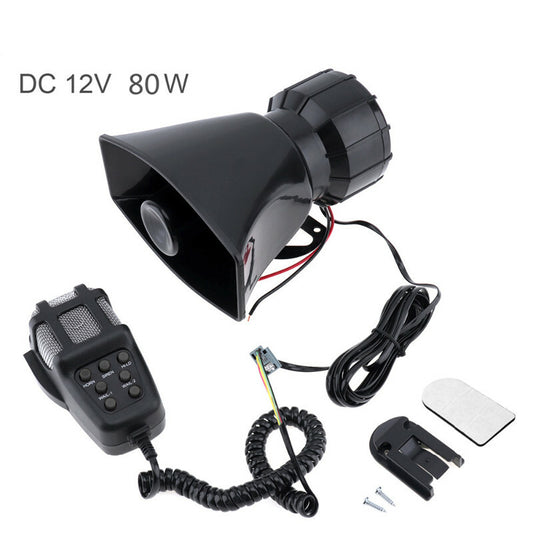 80W 12V Car Loud Speaker Horn MIC Microphone 7 Sound Tone