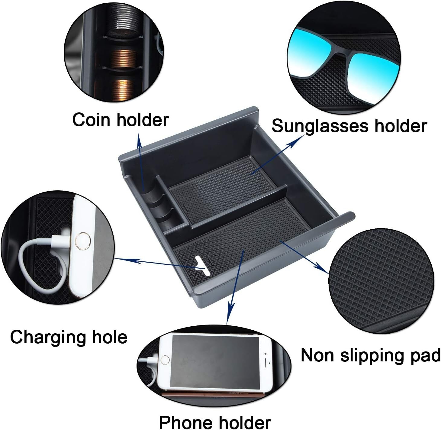 Center console storage armrest cover storage tray suitable for 4Runner 2010 - 2024 - n