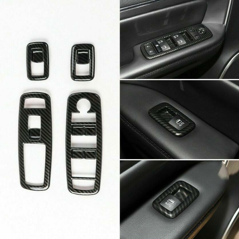 for Jeep Cherokee 2014-2021 Carbon ABS Interior Window Switch Panel Cover Trim B n