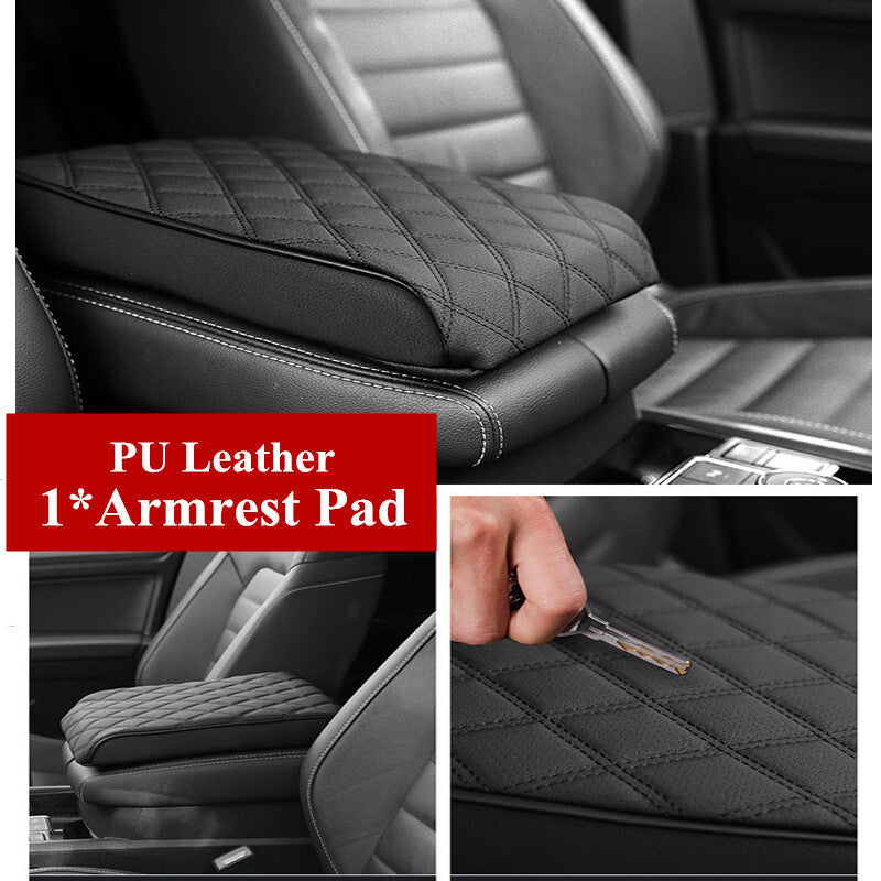 Car PU Armrest Cushion Cover Center Console Box Protector Memory Cotton Part v