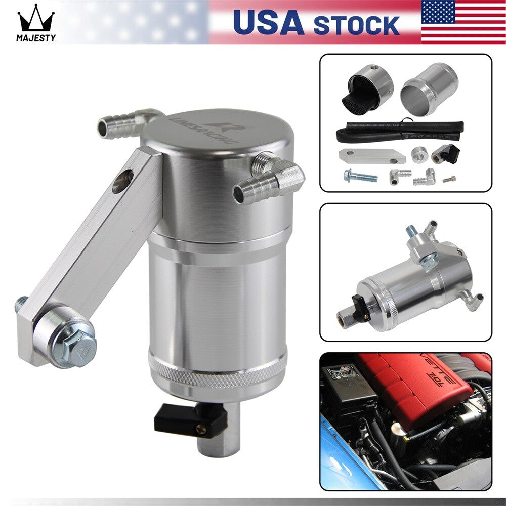 Aluminum Oil Catch Can Tank For 05-12 for Chevy for Corvette LS2 LS3 LS7 Z06 Silver
