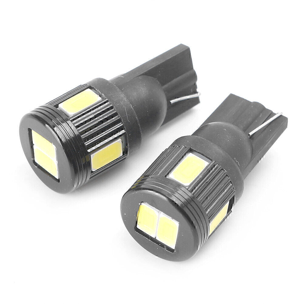 2 x LED Canbus Wedge Light Lamp Bulb White light T10 5630 6 SMD Black Shell Car