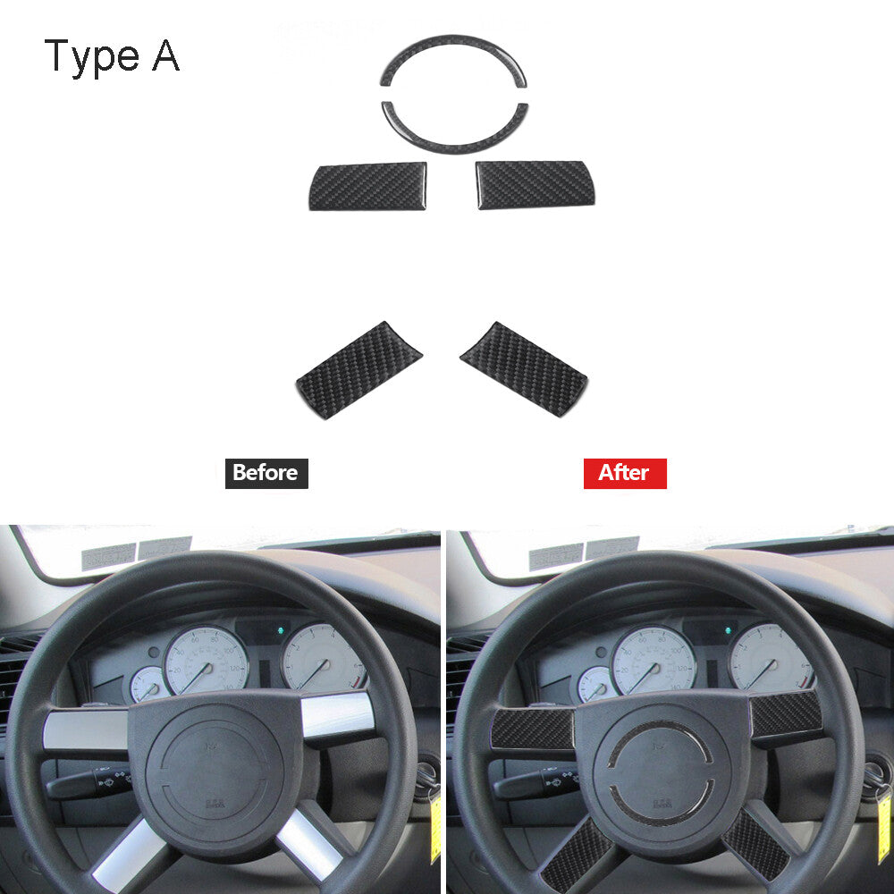 5Pcs Red Carbon Fiber Steering Wheel Button Cover Trim For 5Series E60 05-11 v