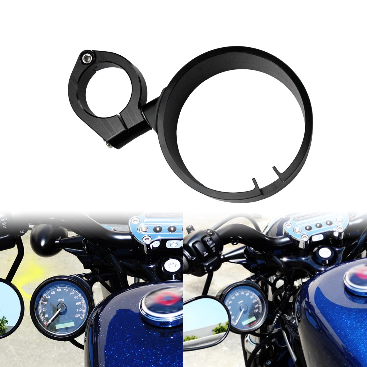 Black Side Speedometer Relocation Mount Bracket Kit for Harley Dyna Sportster Q
