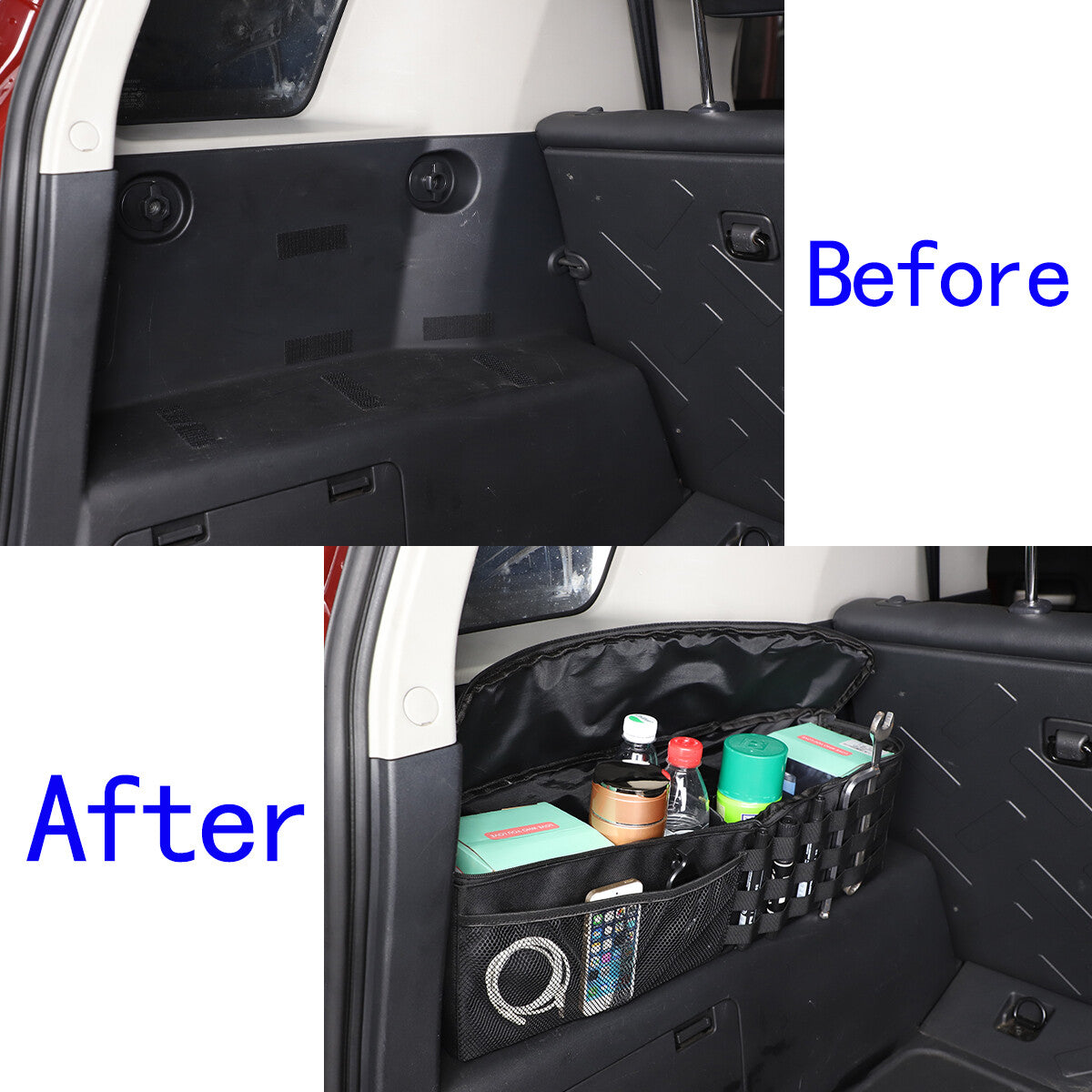Left-side rear trunk storage compatible with FJ Cruiser 2007-2021, Black. n