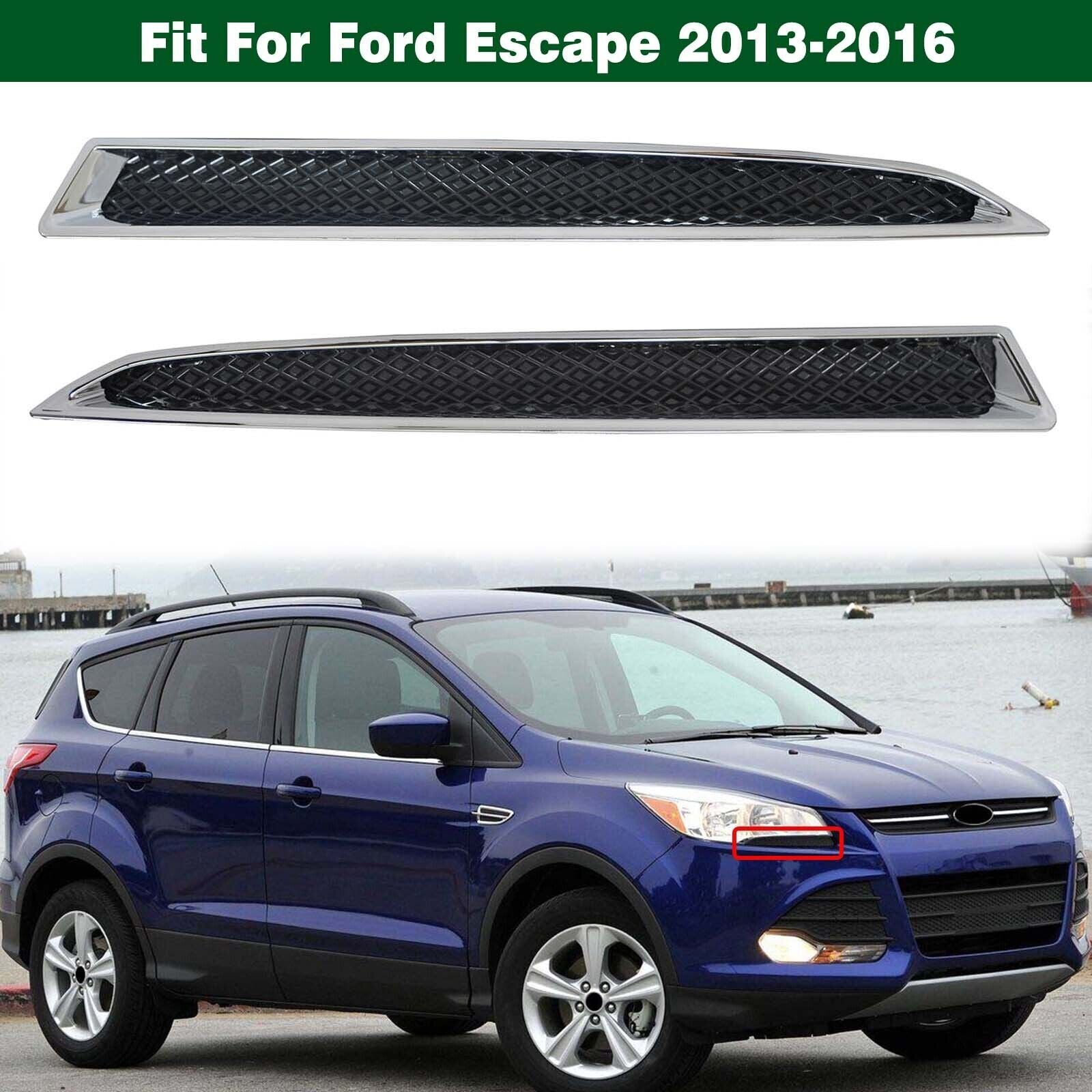 Pair Headlight Lower Trim Chrome Moulding Left Right for Ford Escape 2013-2015
