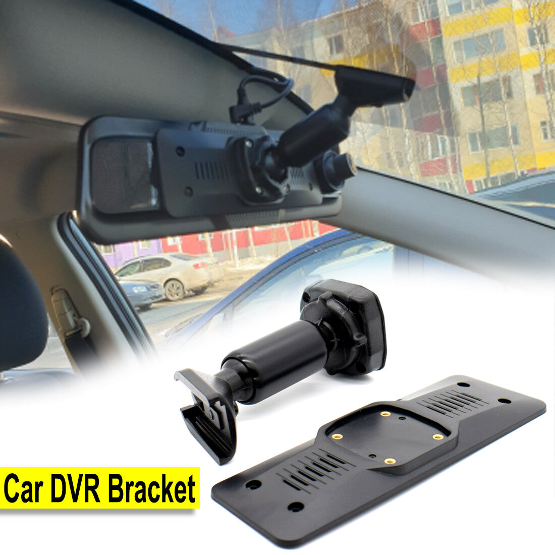 Interior Car Rear View Mirror Back Panel Mount Bracket DVR Holder Instead Strap Q
