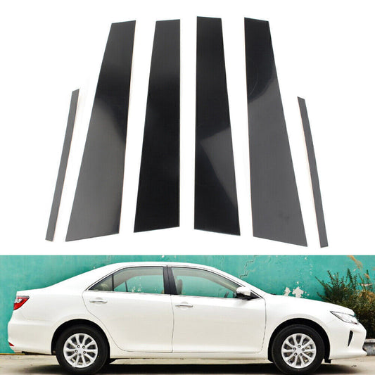 Pillar Posts Set Door Trim Piano Cover Kit for Toyota for Camry 2012-2015 Black 6PCs