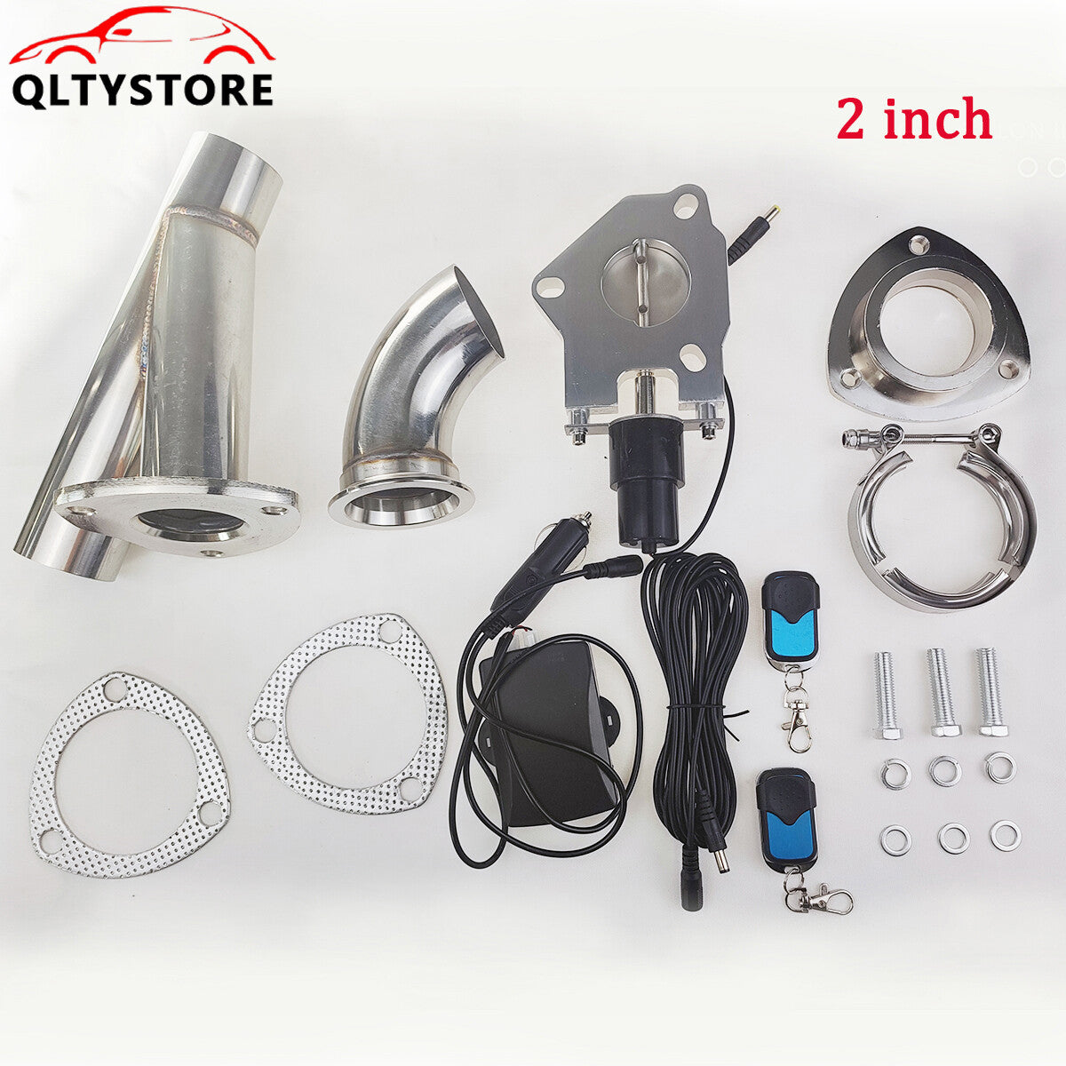 2 inch Stainless Exhaust Valve shut off Dump Butterfly Valve Kit Remote Control Q