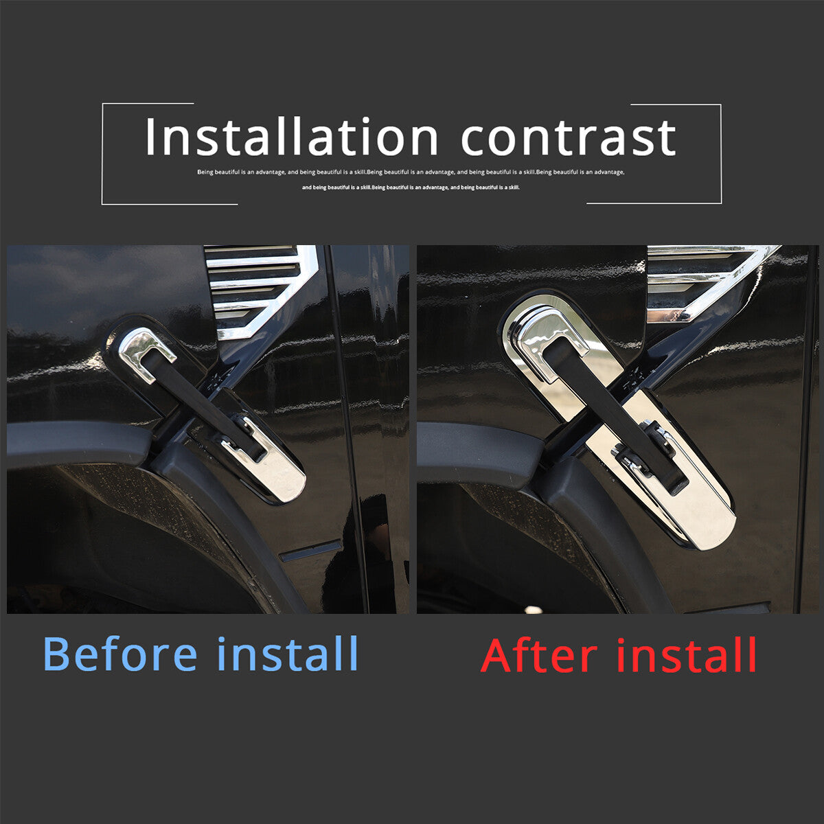 Steel-framed side hinge cover, decorative cap, and protective cover, brand new, suitable for Hummer H2 2003-2007.