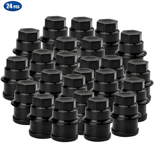 Wheel Lug Nut Cap Black Plastic Set of 24 for Chevrolet for GMC for Cadillac Truck New Q