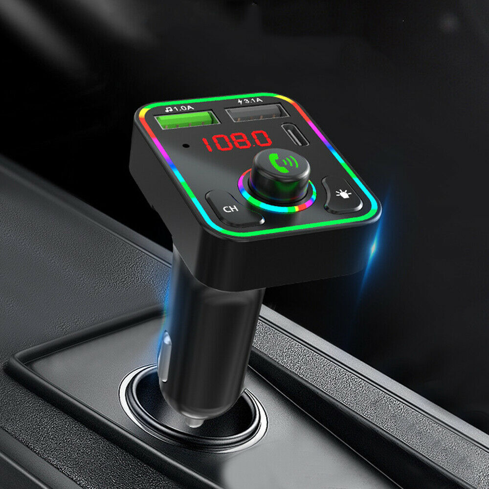 Bluetooth5.0 Car Wireless FM Transmitter Adapter 2USB Charger MP3 AUX Hands- Q