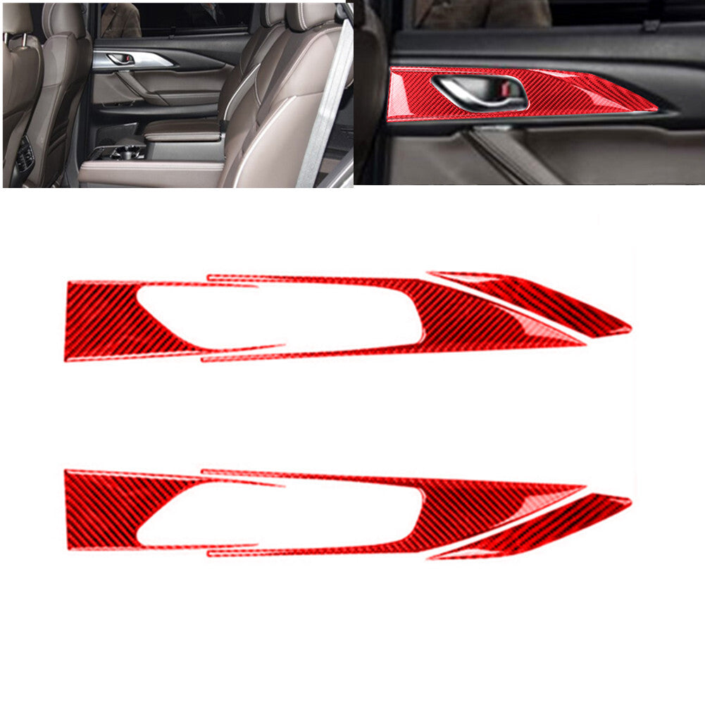 for Audi A4 17-19 Red Carbon Fiber Outer Door Handrail Panel Cover Trim Sticker v