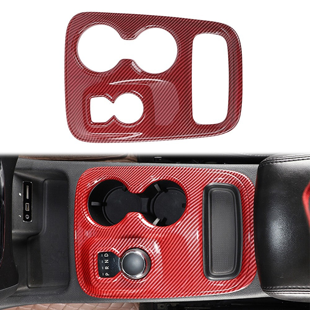 Red Carbon Fiber Central Gear Shift Panel Cover Trim for Dodge Durango 2014-2017