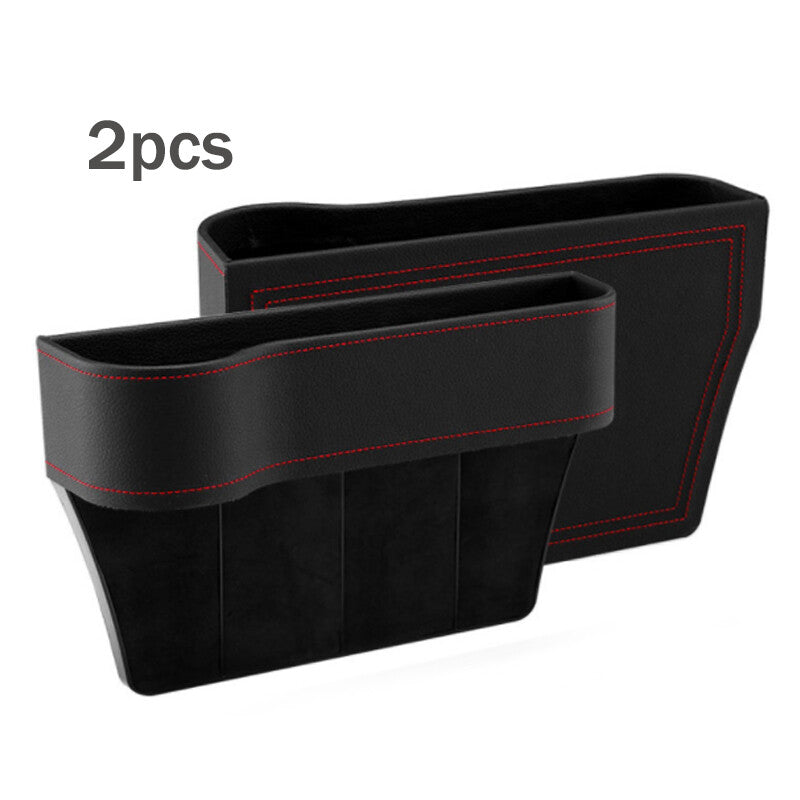 2-Piece Polyurethane Synthetic Leather Catcher Storage Box for Car for Seat Gaps with Slit Pockets n