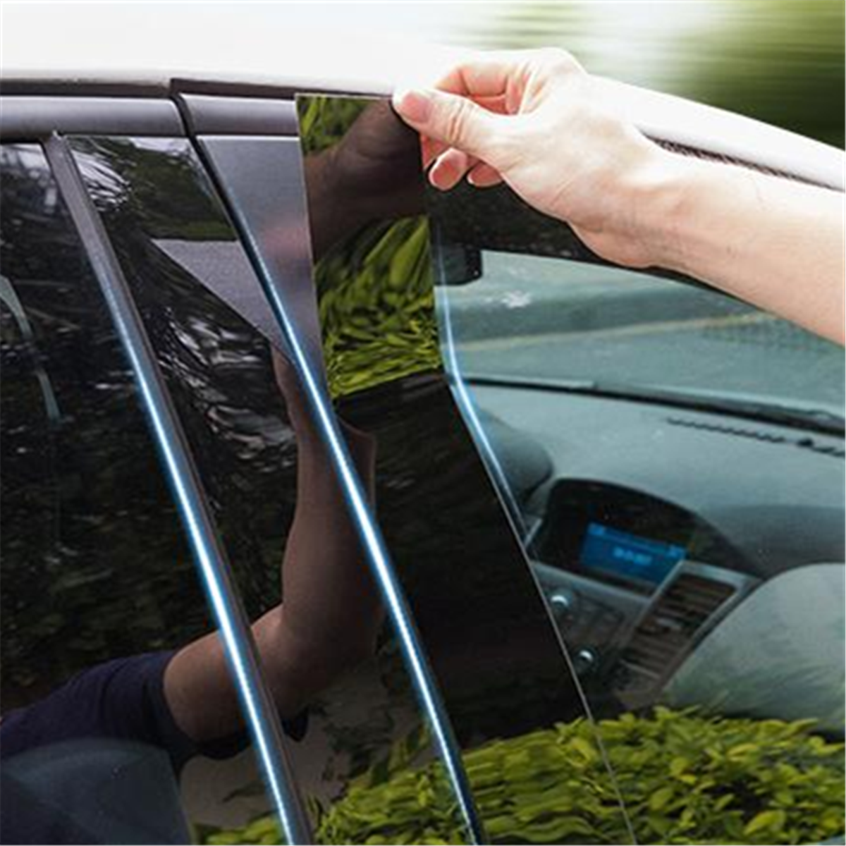 Glossy Black Pillar Panels for Hyundai for Elantra 2017-20 Door Trim Piano Cover Set