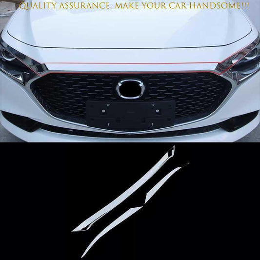 for Mazda 3 Axela 19-2023 ABS Chrome Front Mesh Grille Upper Hood Strip Trim 3X
