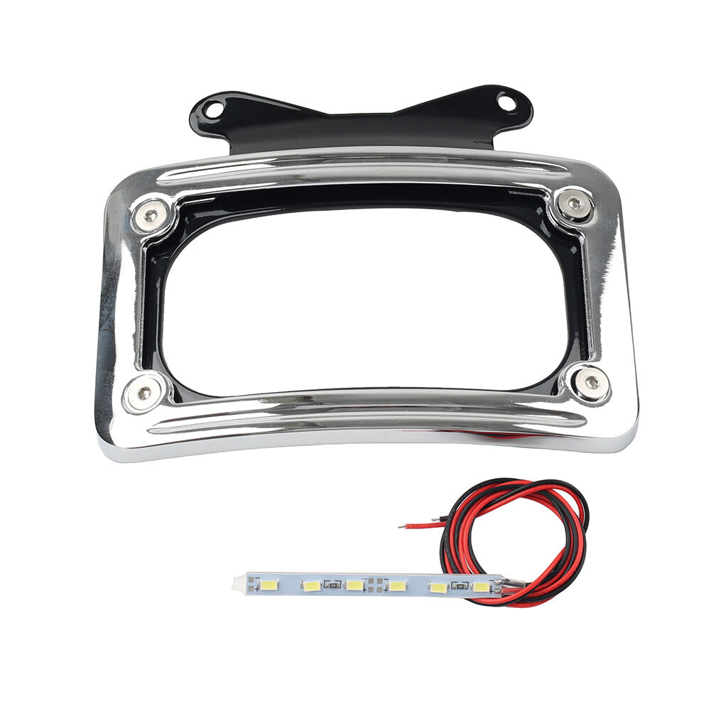 Rear Curved License Plate Frame +Light for Harley Touring Road Glide FLTRX 10-23