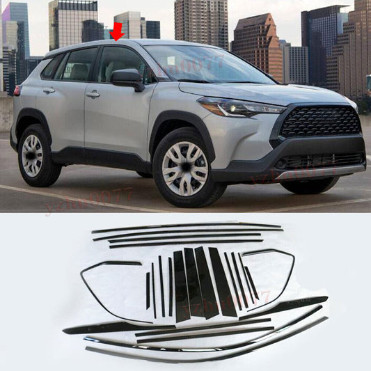 for Toyota for Corolla 22-24 Cross Steel Black Window Sill Post Strip Cover Trim 24P