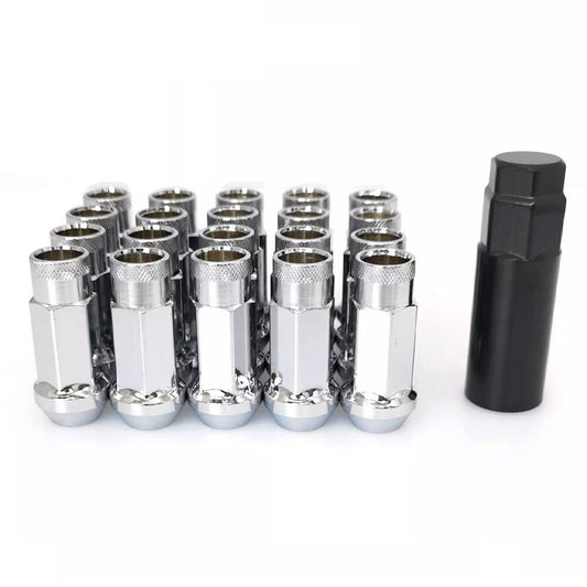 for Toyota M12x1.25 for Honda Extended Open End Steel Wheel Lug Nuts 20pcs Silver