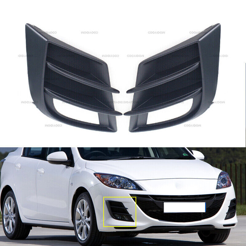 pair of front bumper fog light protectors suitable for 2009, 2010, 2011, 2012, and 2013 for Mazda 3 BL BK
